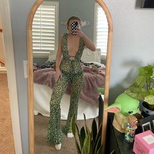 Generation Outcast Mesh Green Leopard Jumpsuit